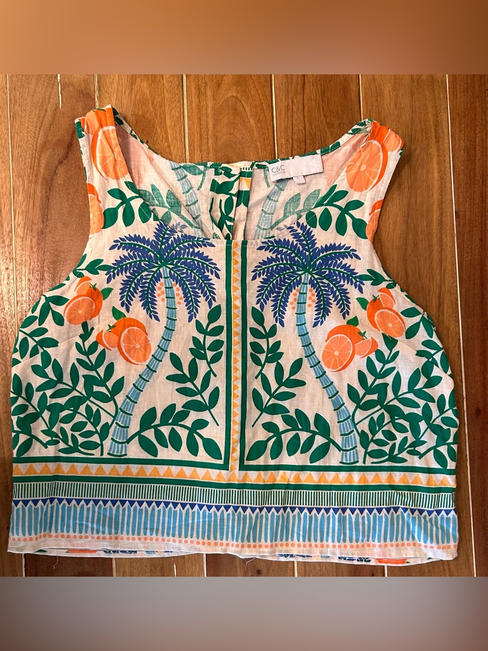 Tropical Orange Palm Two-Piece Set. C&C California. Large. - Picture 4 of 10
